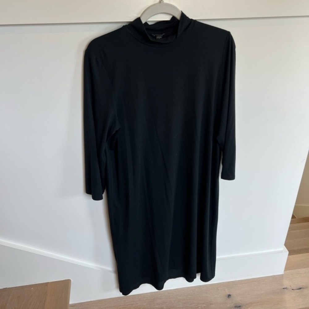 J. Jill Classic Black Long Sleeve Dress Mock Neck Size Medium